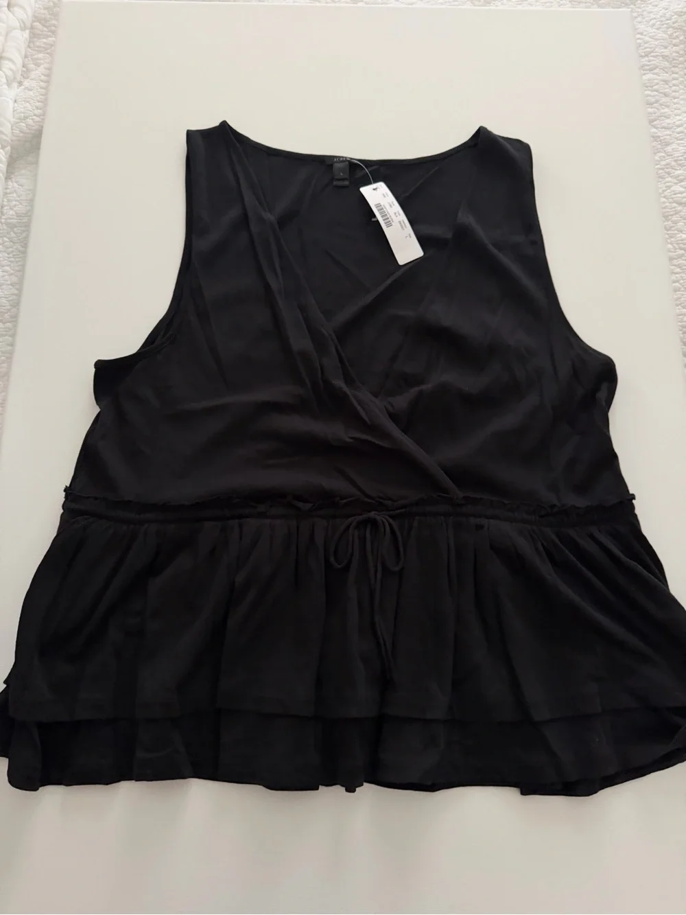 J. Crew Black Sleeveless Ruffle Peplum Tank